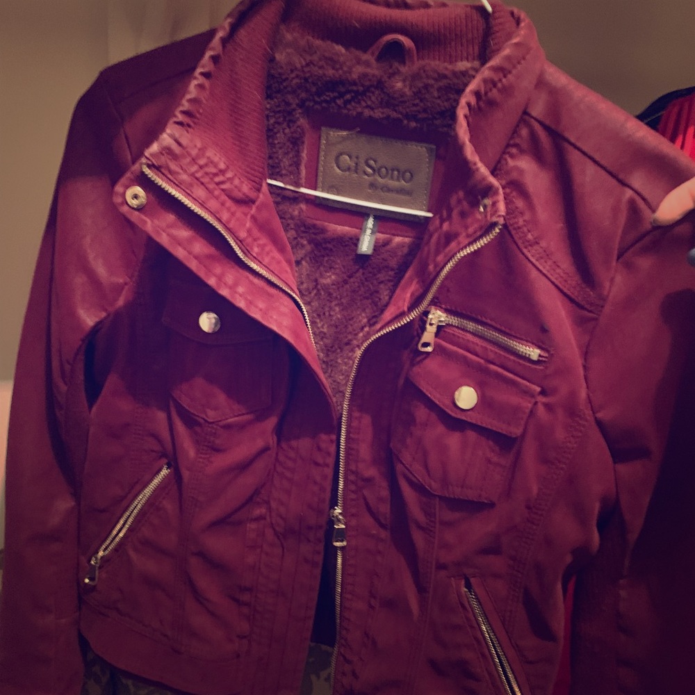 Red Faux Leather Jacket